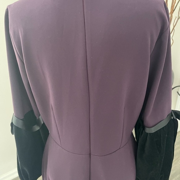 NWT Touch Women Dress Fit to Flare Size 40EU 12US Eggplant Black MIDI Poly Blend - Picture 7 of 11